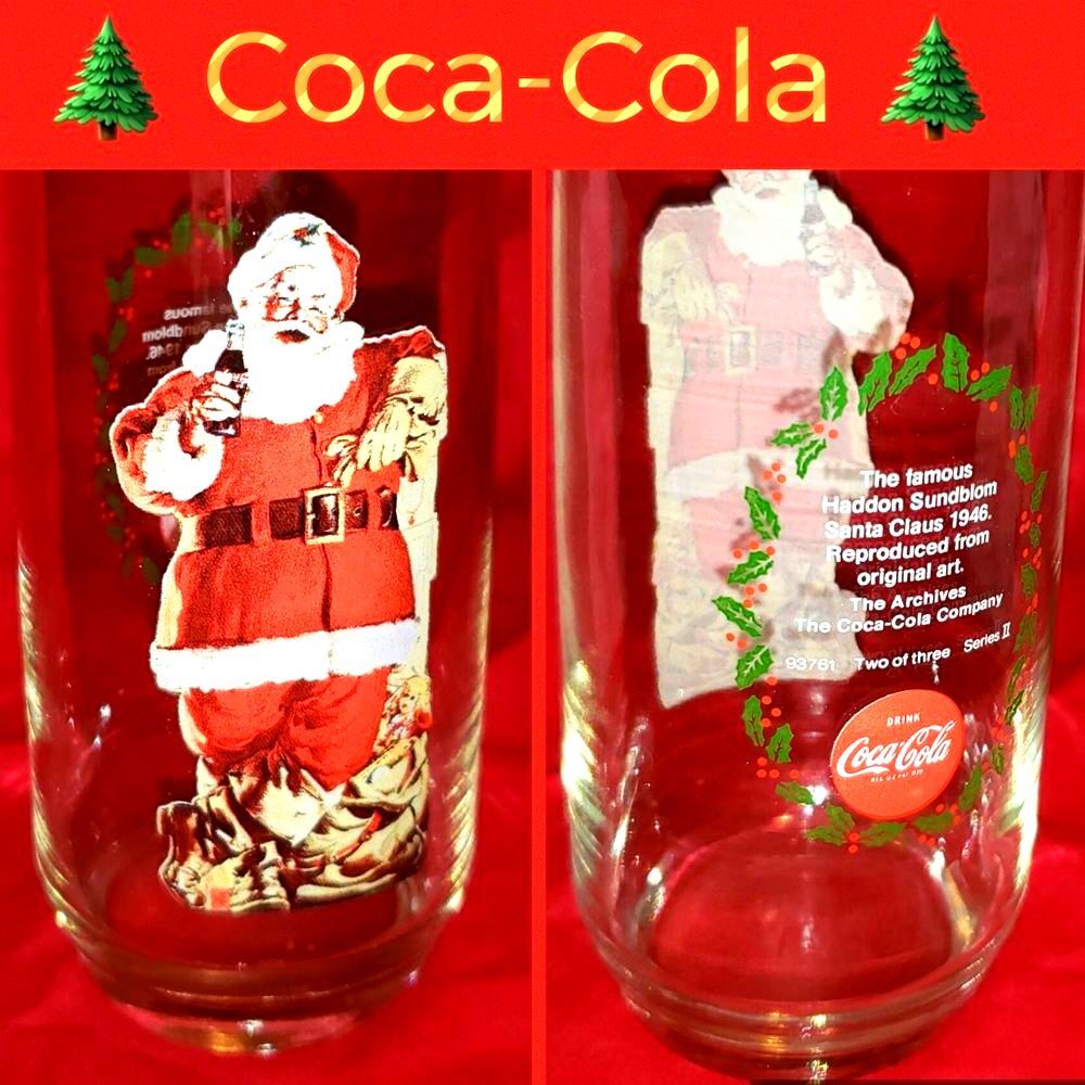 COCA COLA HADDON SUNDBLOM SANTA Vintage Coke Christmas Glass Tumbler